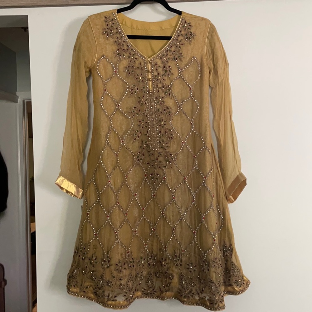 Gold embellished shalwar kameez